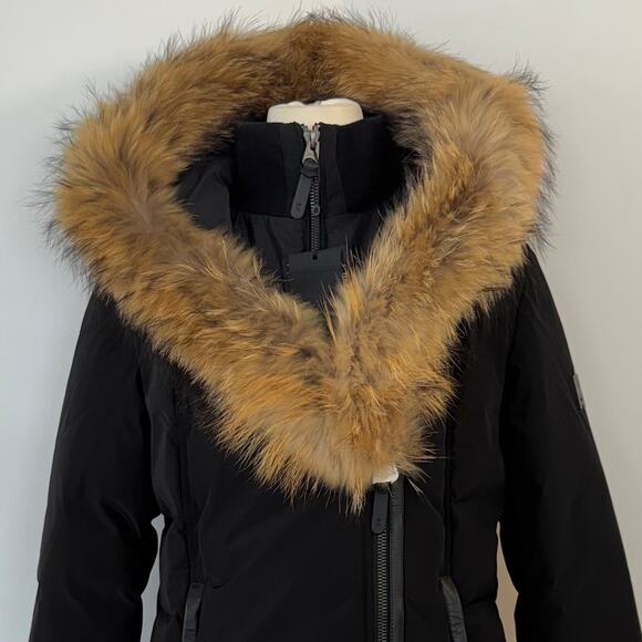 Mackage Adali Down Coat with Natural Signature Fur Collar in Black XL NWT - Picture 3 of 15